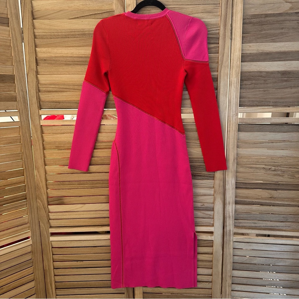 Milly Raziela Ribbed Colorblock Bodycon Midi Dress size M - Picture 6 of 9